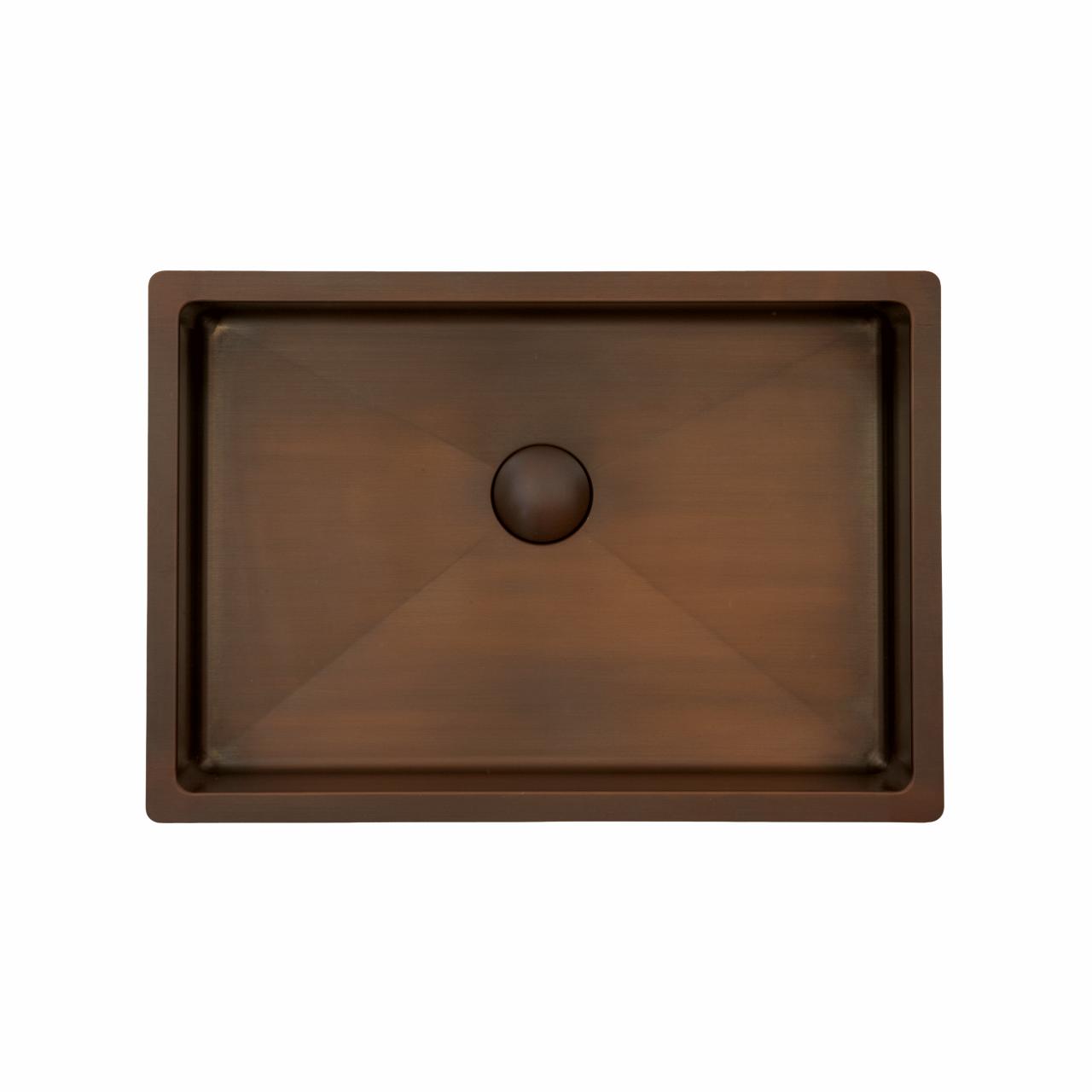 Low håndvask m/bundventil, Bruneret massiv messing