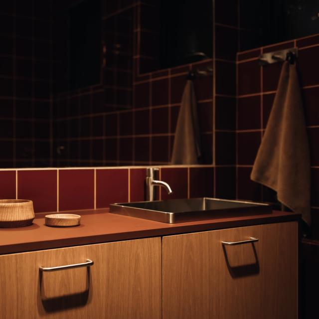 High håndvask m/bundventil, Rustfrit stål