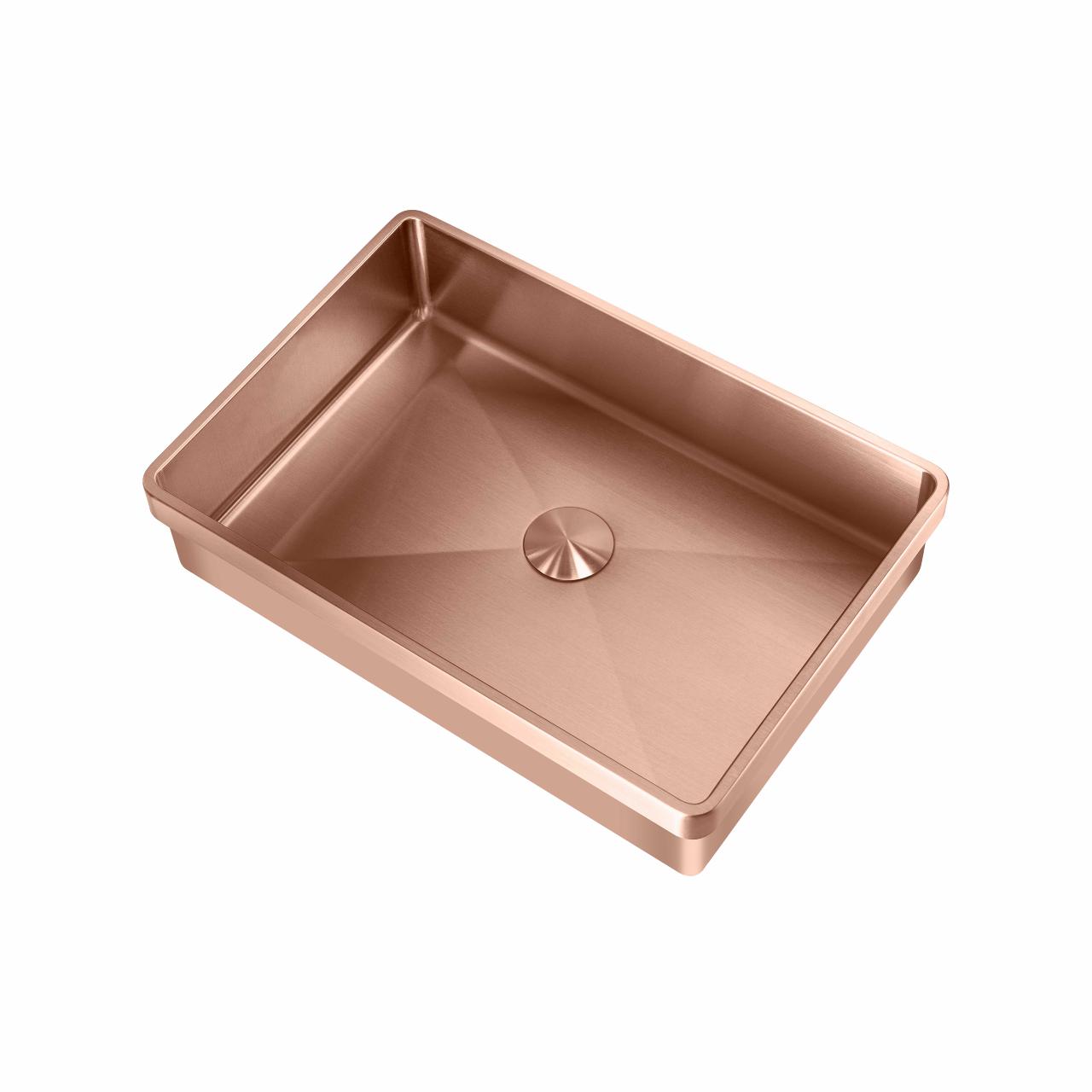 High håndvask m/bundventil, PVD Kobber