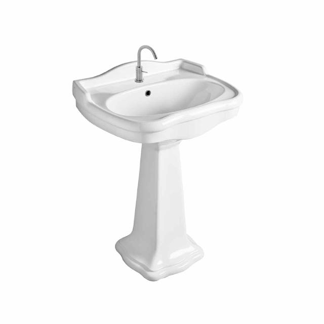 Contea Retro 64 håndvask m/piedestal, Hvid