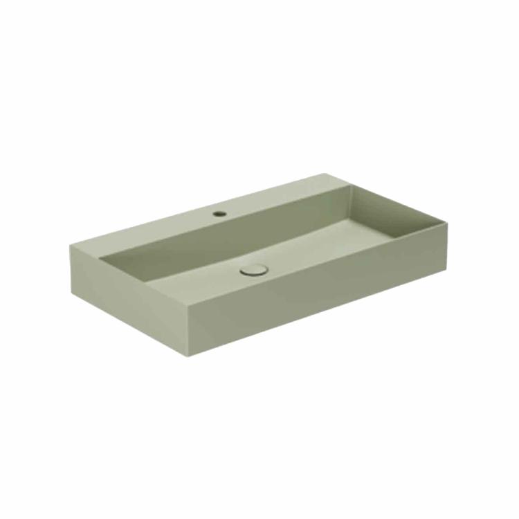 Elegance SQ 80 håndvask m/hanehul, Nature Green