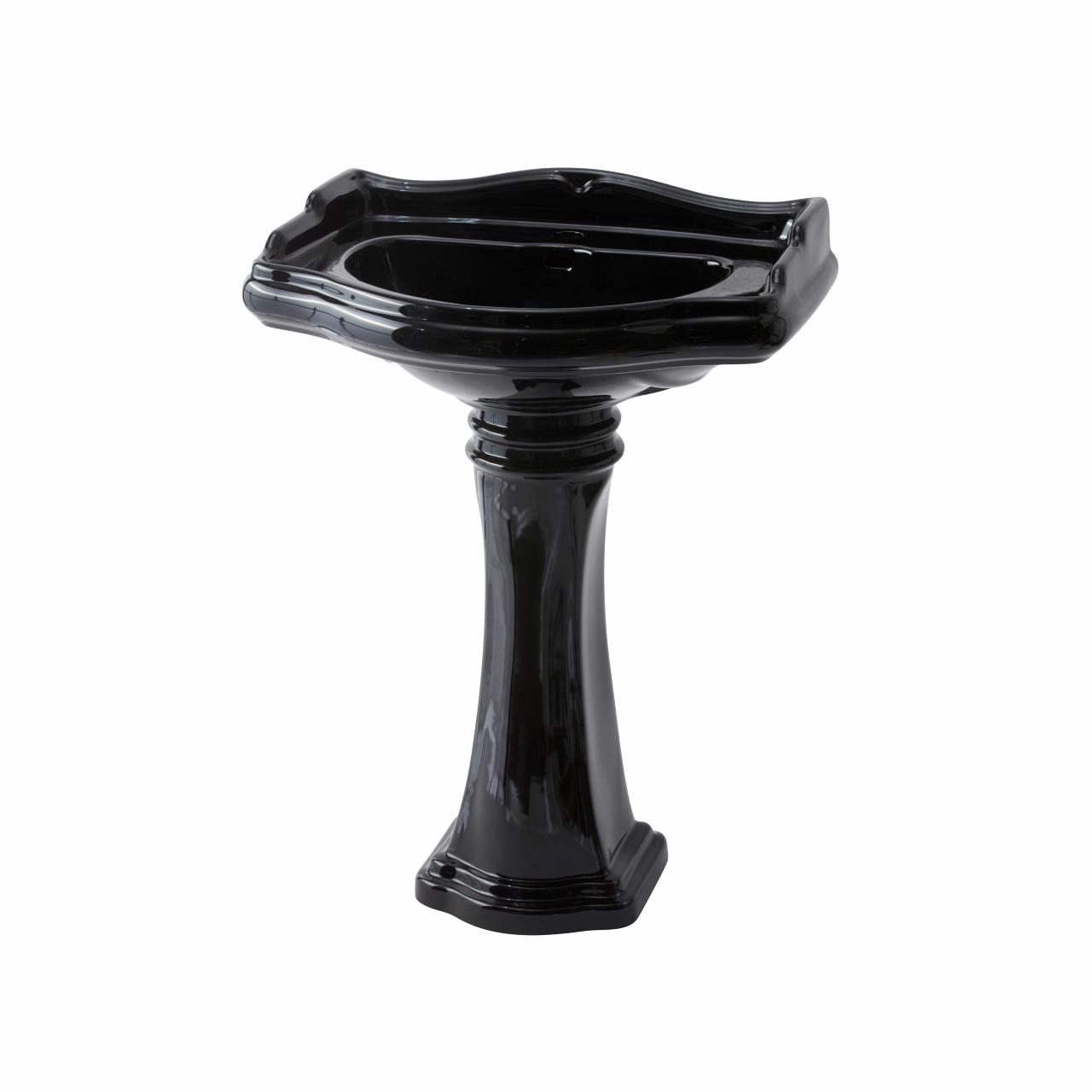 Retro 69 Porcelænshåndvask m/piedestal, Blank sort