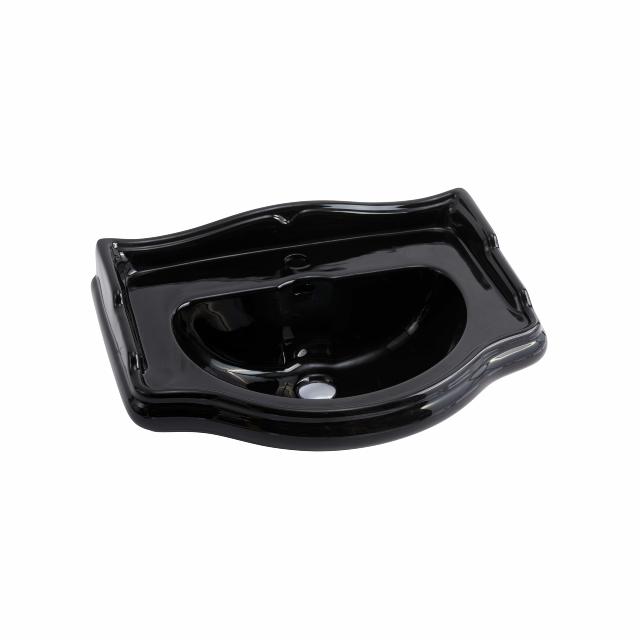 Retro 69 Porcelænshåndvask m/piedestal, Blank sort