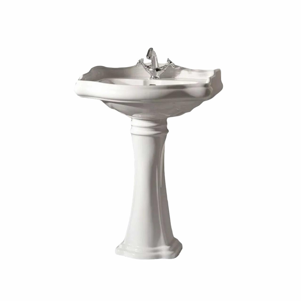 Retro 69 Porcelænshåndvask m/piedestal, Hvid