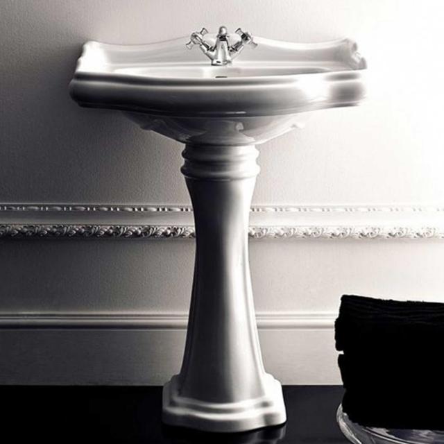Retro 69 Porcelænshåndvask m/piedestal, Hvid