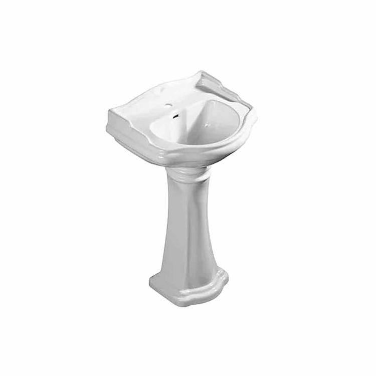 Retro 55 porcelænshåndvask m/piedestal, Hvid
