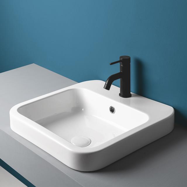 Cosa 48 indbygget håndvask m/hanehul, Hvid 