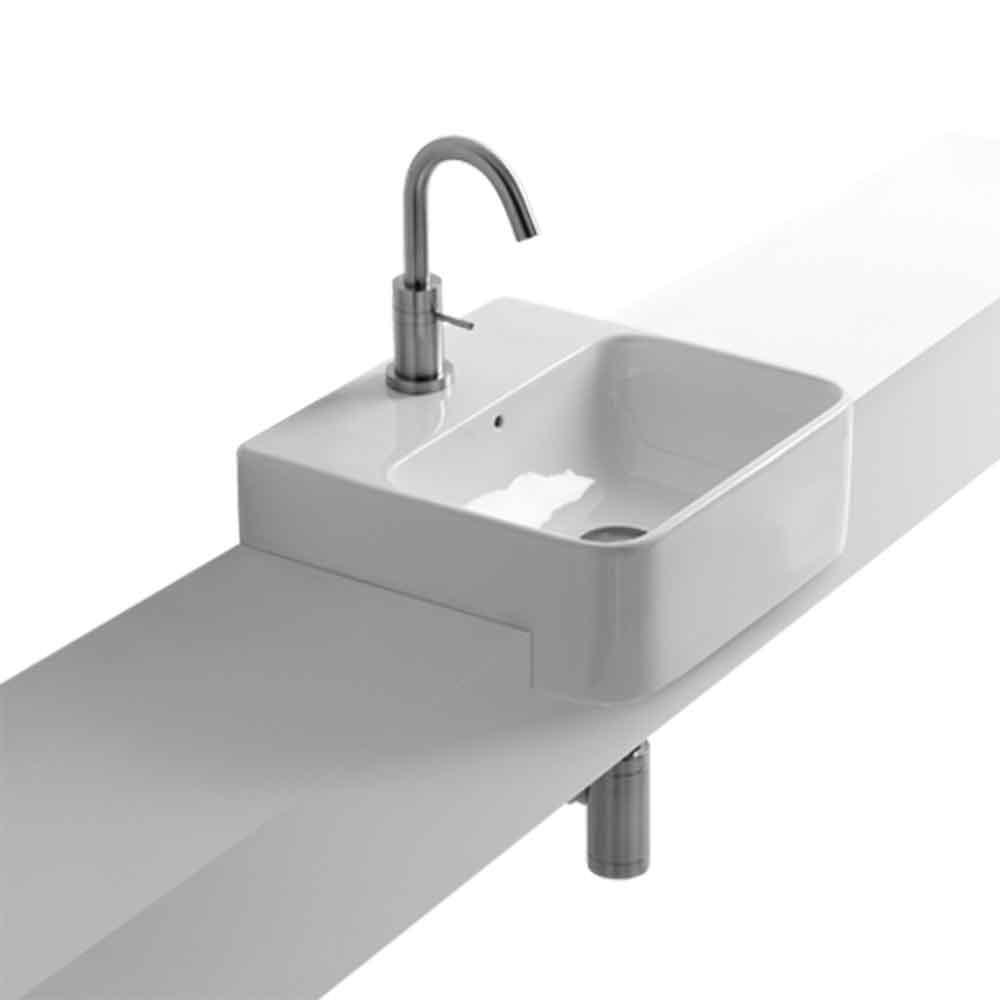 Lavabo 35 semi-indb. håndvask m/hanehul, Hvid
