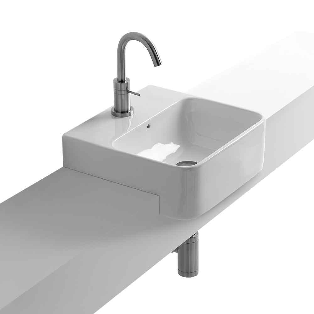 Lavabo 35 semi-indb. håndvask m/hanehul, Hvid