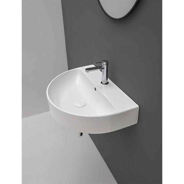 Lavabo 50 halvrund håndvask m/hanehul, Hvid