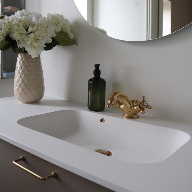 Retro to-grebs håndvaskarmatur m/løft-op bundventil, Massiv messing