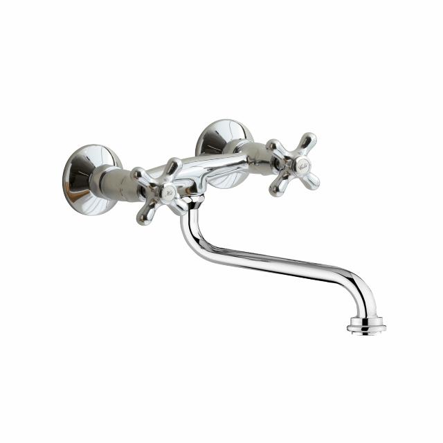 Retro to-grebs badekararmatur m/hane, Krom