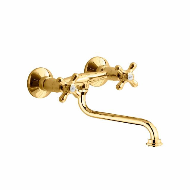 Retro to-grebs badekararmatur m/hane, Massiv messing