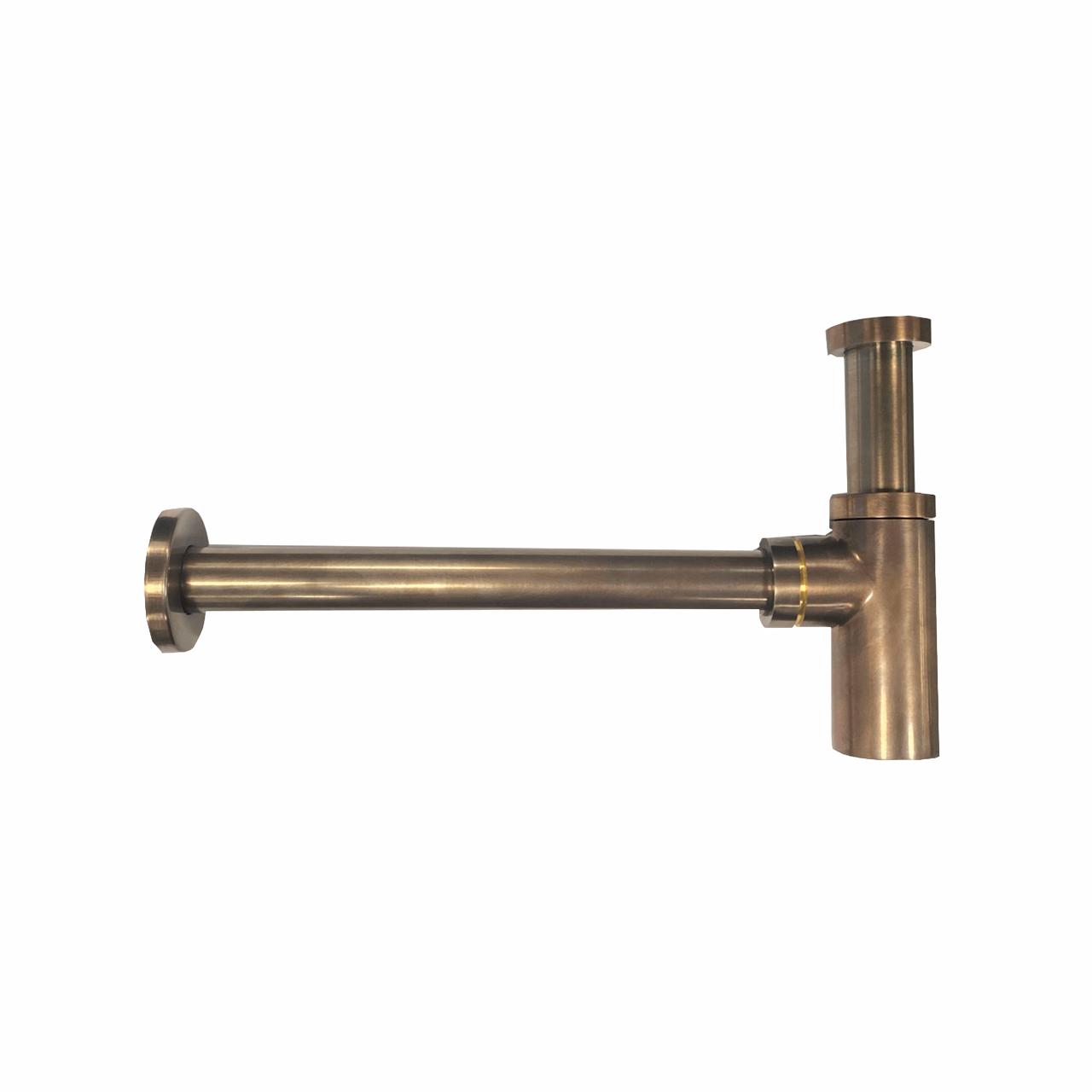 Luna vandlås t/vægmontering, Bruneret massiv messing