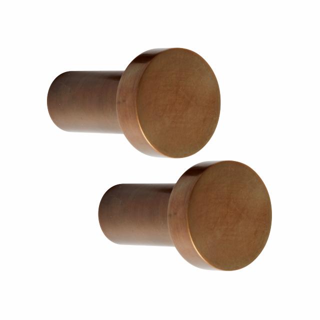 Luna håndklædekroge stor 2 stk, Bruneret massiv messing