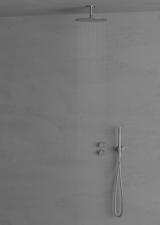 Primy Steel Harmonized 2y komplet bruseindbygningssæt m/loftbruser, Rustfrit stål