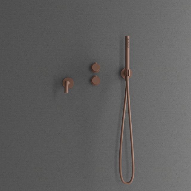 Primy Harmonized 4 komplet indbygningsbrusesæt m/håndbruser og kartud, Rust