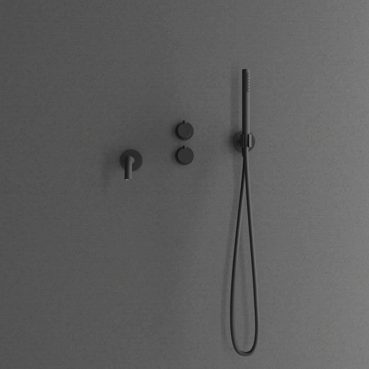 Primy Harmonized 4 komplet indbygningsbrusesæt m/håndbruser og kartud, Coal