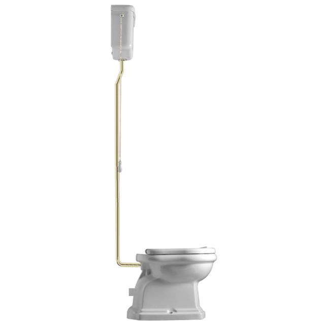 Retro High toilet m/P-lås, Hvid m/messing rør