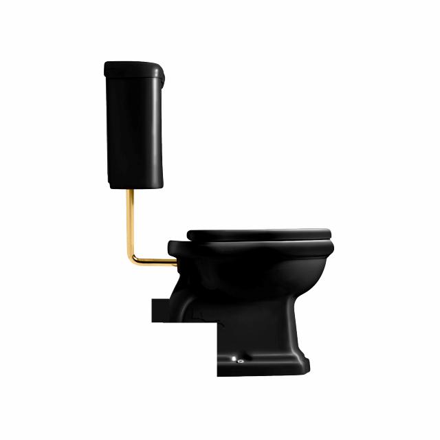 Retro Low toilet m/P-lås, Blank sort m/messing rør