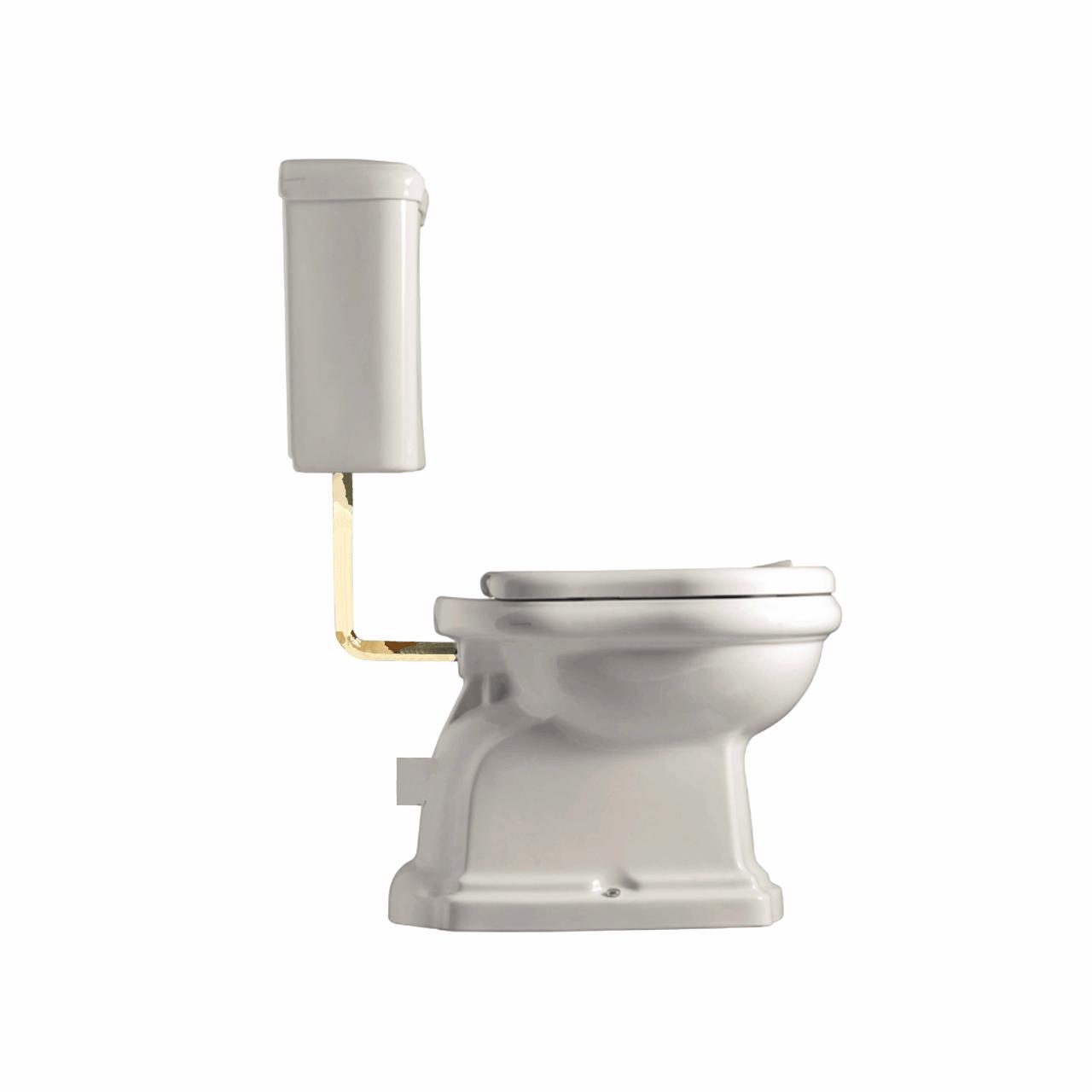 Retro Low toilet m/P-lås, Hvid m/messing rør