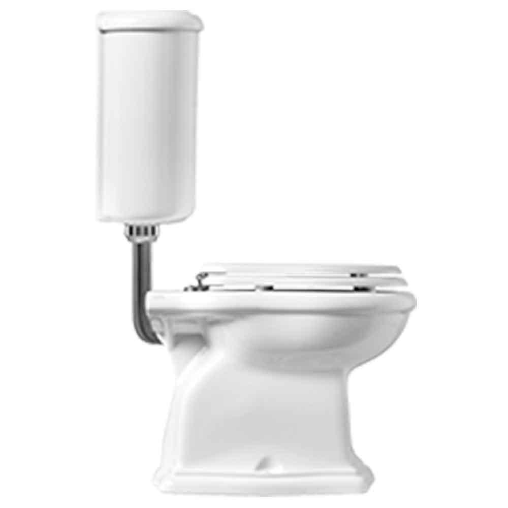 Contea Retro Low gulvstående toilet m/S-lås, Hvid m/hvidt sæde