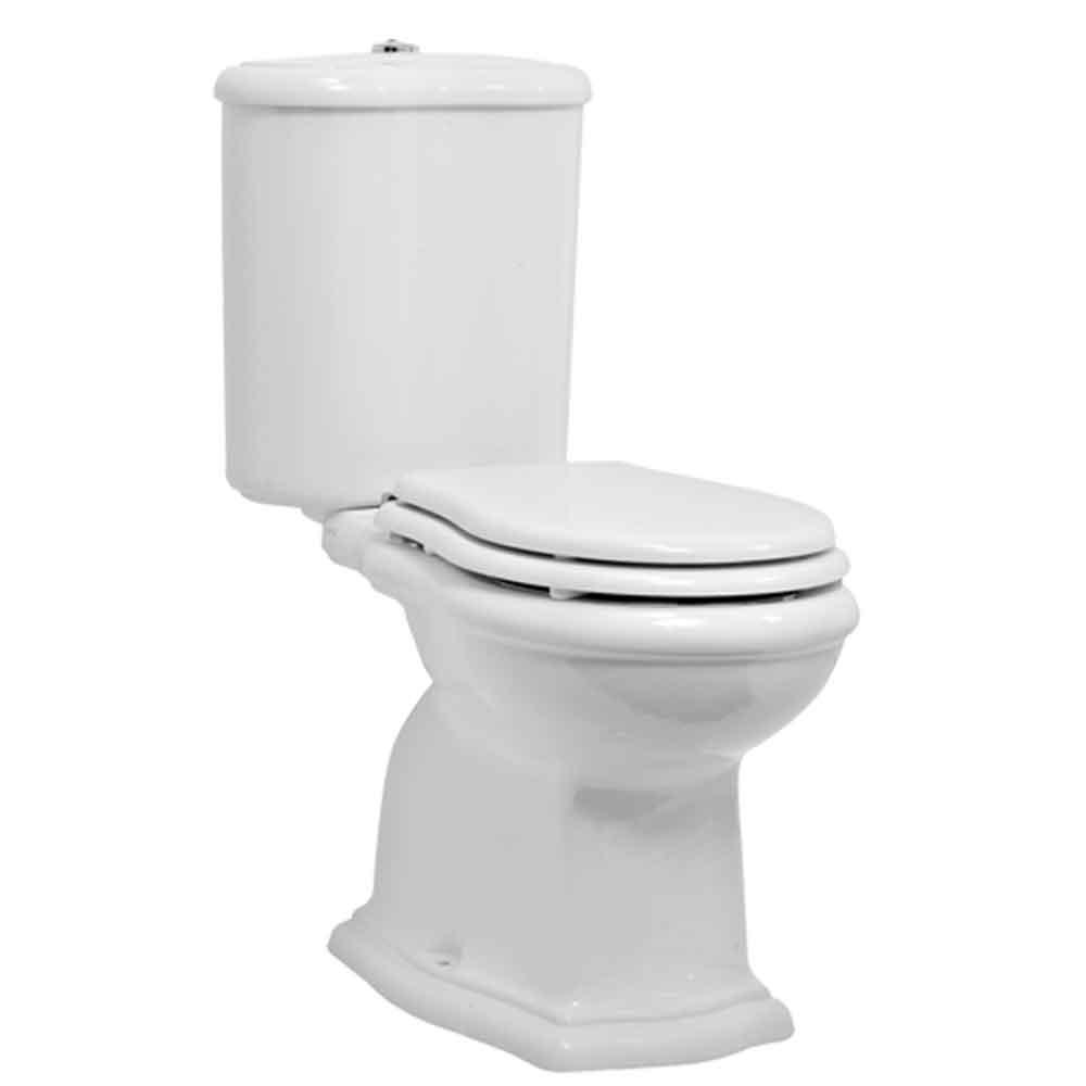 Contea Retro gulvstående toilet m/S-lås, Hvid m/hvidt sæde