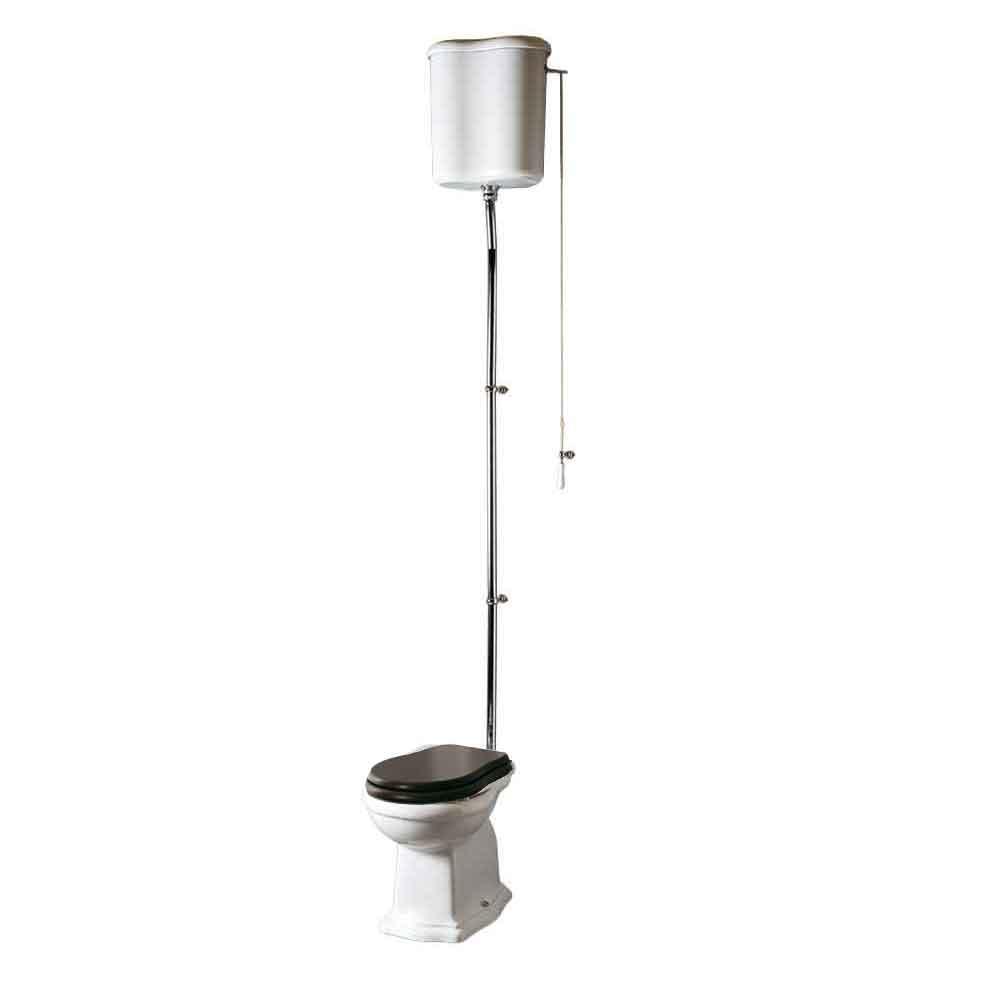 Contea Retro High gulvstående toilet m/P-lås, Hvid m/sæde i valnød