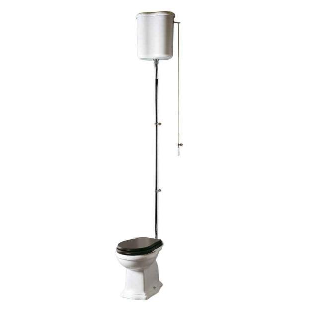Contea Retro High gulvstående toilet m/P-lås, Hvid m/sæde i valnød