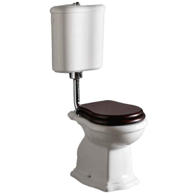 Contea Retro Low gulvstående toilet m/P-lås, Hvid m/sæde i valnød