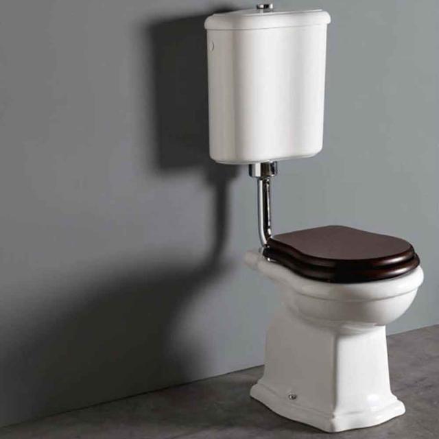 Contea Retro Low gulvstående toilet m/P-lås, Hvid m/sæde i valnød