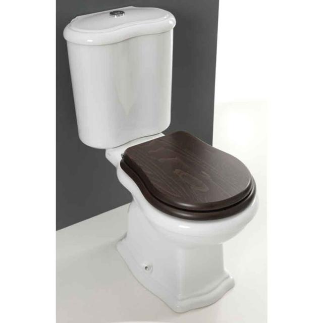 Contea Retro gulvstående toilet m/S-lås, Hvid m/sæde i valnød