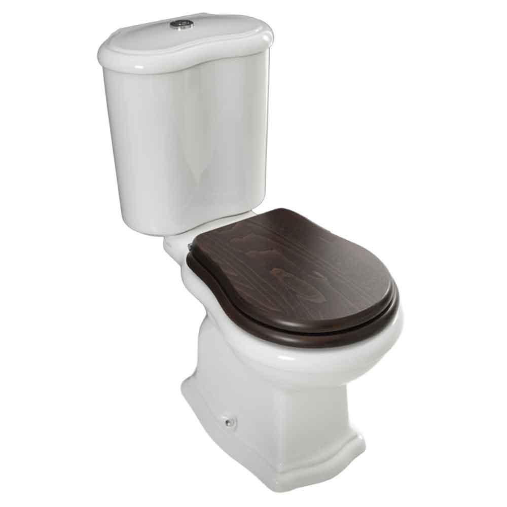 Contea Retro gulvstående toilet m/P-lås, Hvid m/sæde i valnød