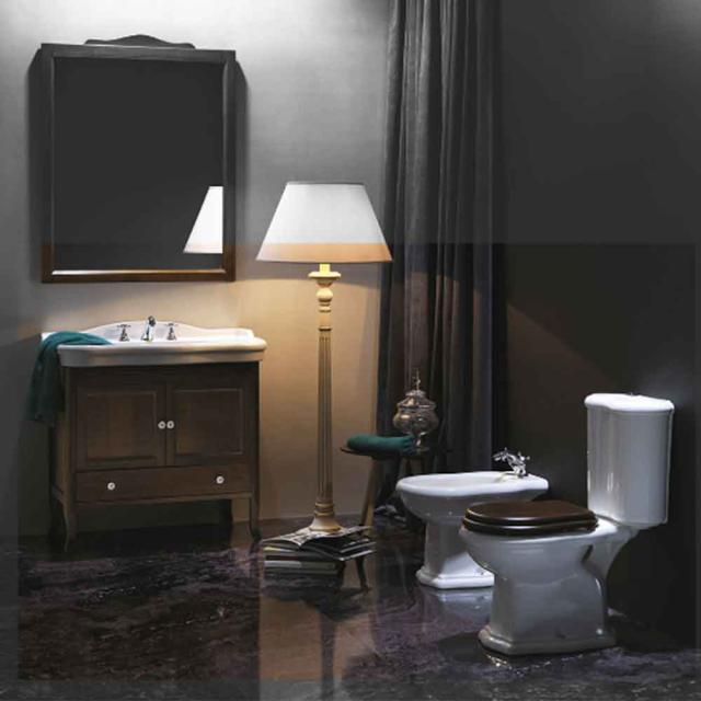 Contea Retro gulvstående toilet m/P-lås, Hvid m/sæde i valnød