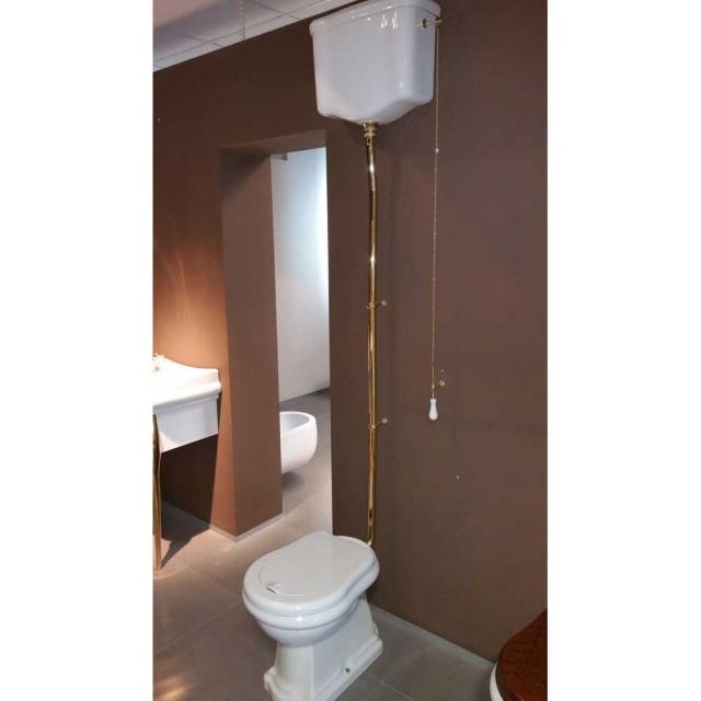 Retro High toilet m/S-lås, Hvid m/messing rør