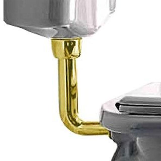 Retro Low toilet m/S-lås, Hvid m/messing rør