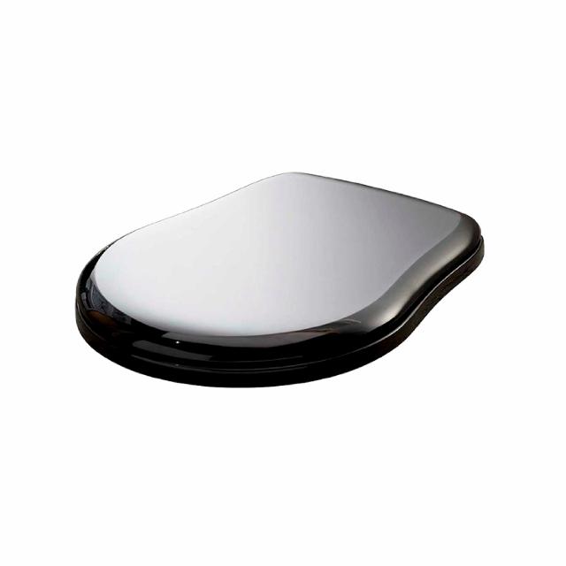 Retro toiletsæde, Blank sort m/messing beslag