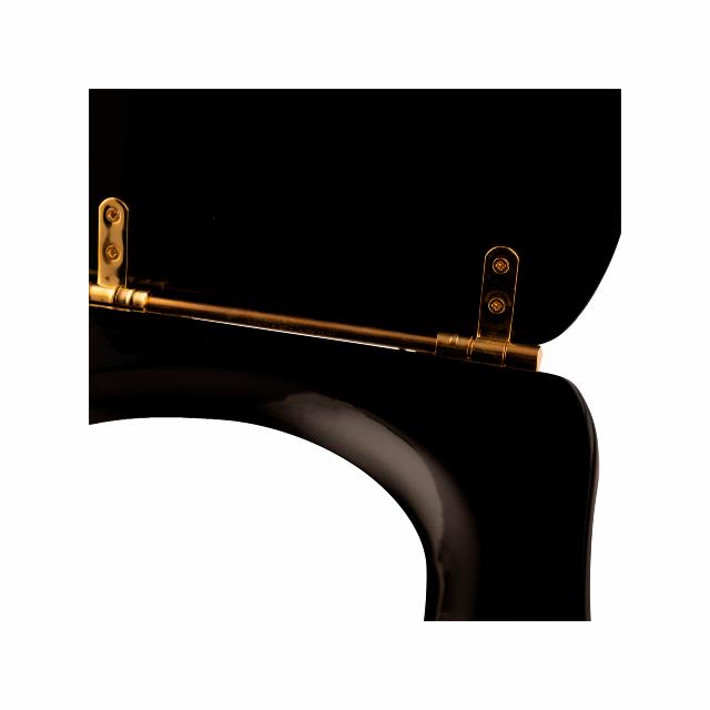 Retro toiletsæde, Blank sort m/messing beslag