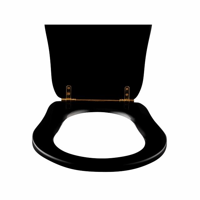 Retro toiletsæde, Blank sort m/messing beslag