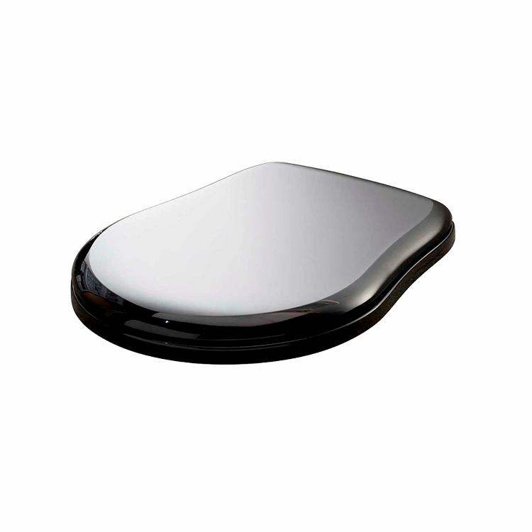 Retro toiletsæde, Blank sort m/krom beslag