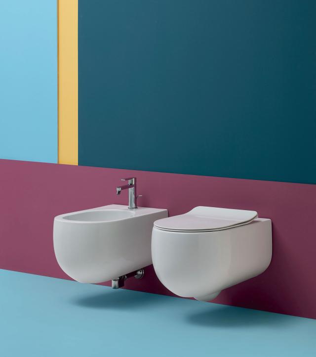 Flo 54 rimless væghængt toilet, Hvid