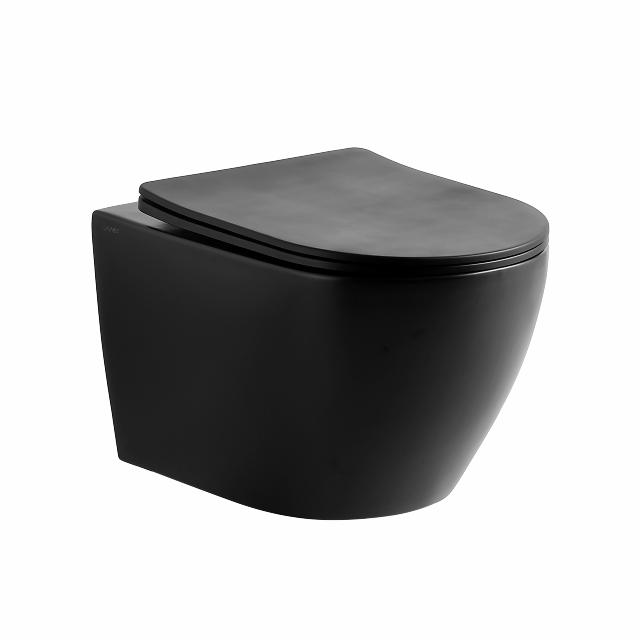 Studio rimless væghængt toilet m/slim toiletsæde, Matsort