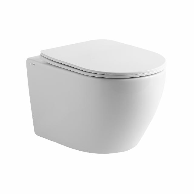 Studio rimless væghængt toilet m/slim toiletsæde, Hvid