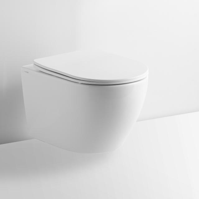 Studio rimless væghængt toilet m/slim toiletsæde, Hvid