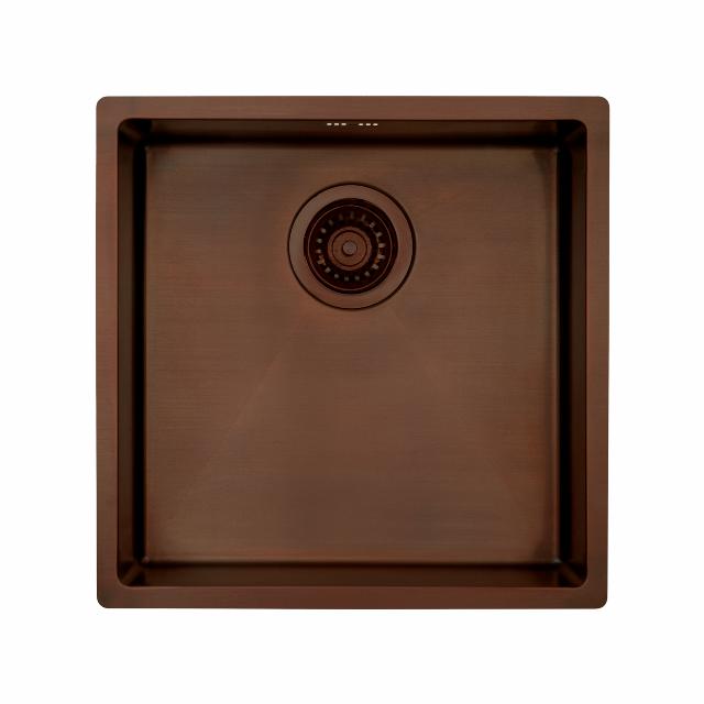 Kubus 400 Soft køkkenvask, Bruneret massiv messing