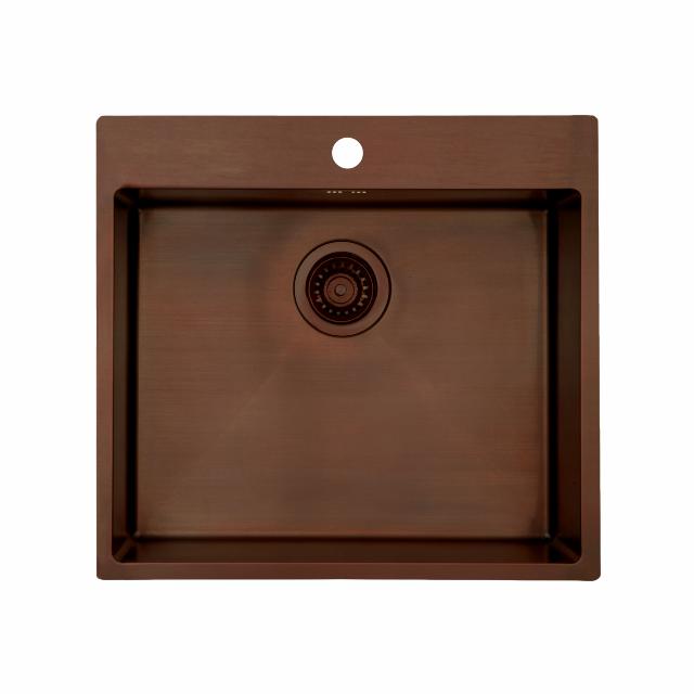 Kubus 540 Soft køkkenvask, Bruneret massiv messing