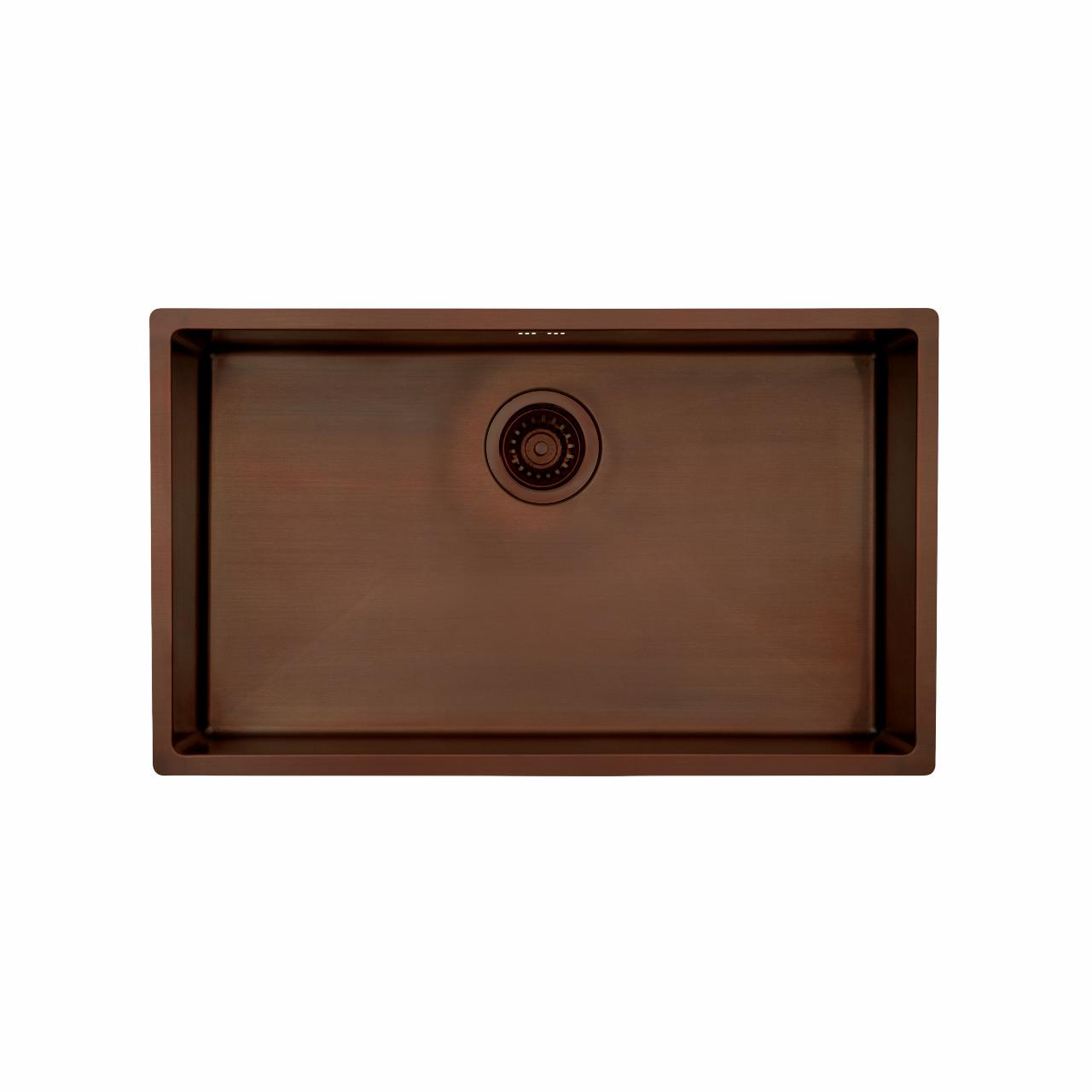Kubus 700 Soft køkkenvask, Bruneret massiv messing