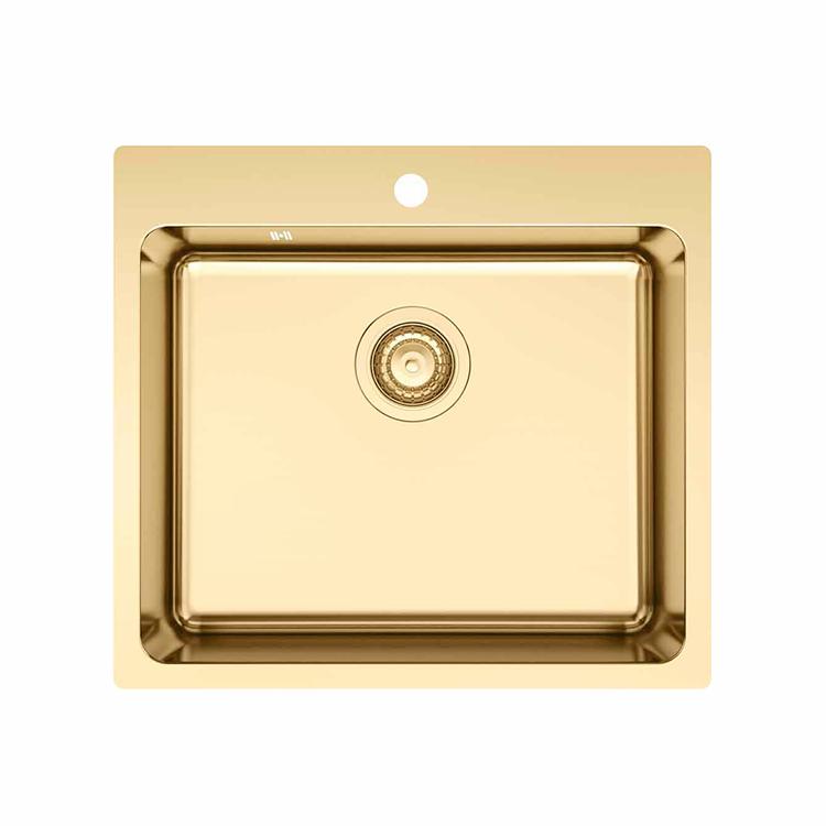 LA 550 køkkenvask 550x500 m/hanehul, PVD Messing