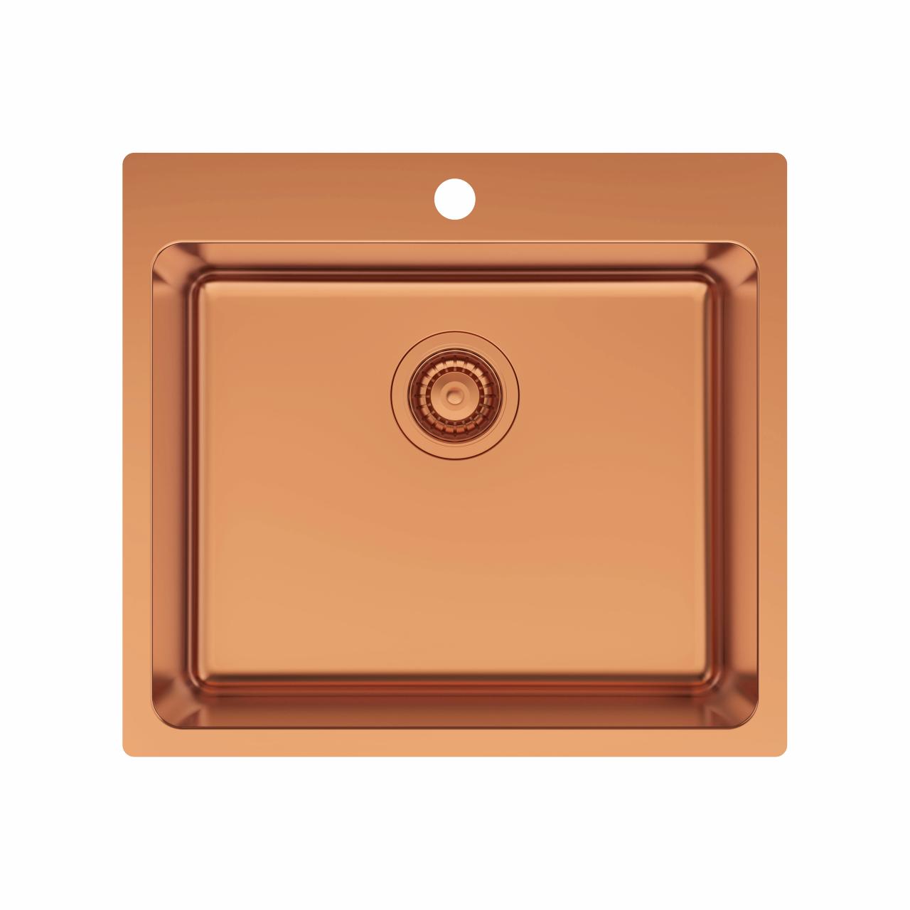LA 550 køkkenvask 550x500 m/hanehul, PVD Kobber