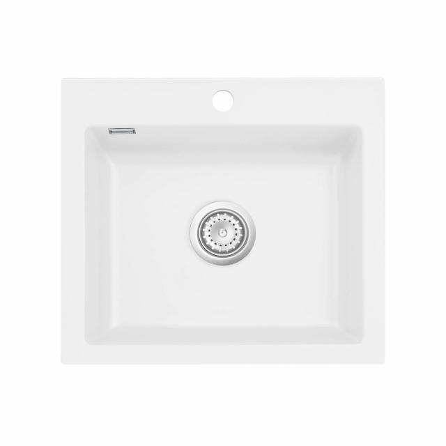 Mera 57 keramik køkkenvask, Mathvid m/krom afløb